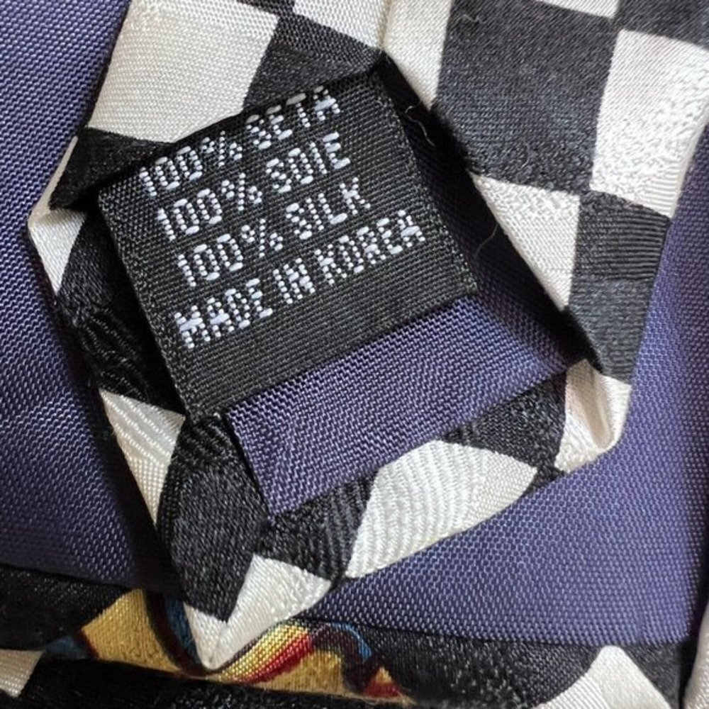 Disney‎ Silk Neck Tie Checkered Mickey Donald Goofy Altlas Design Sweden - Picture 6 of 6